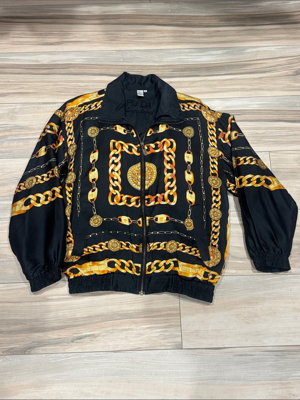 Women’s Fuda International 100% Silk Black Bomber Jacket | Size Medium
